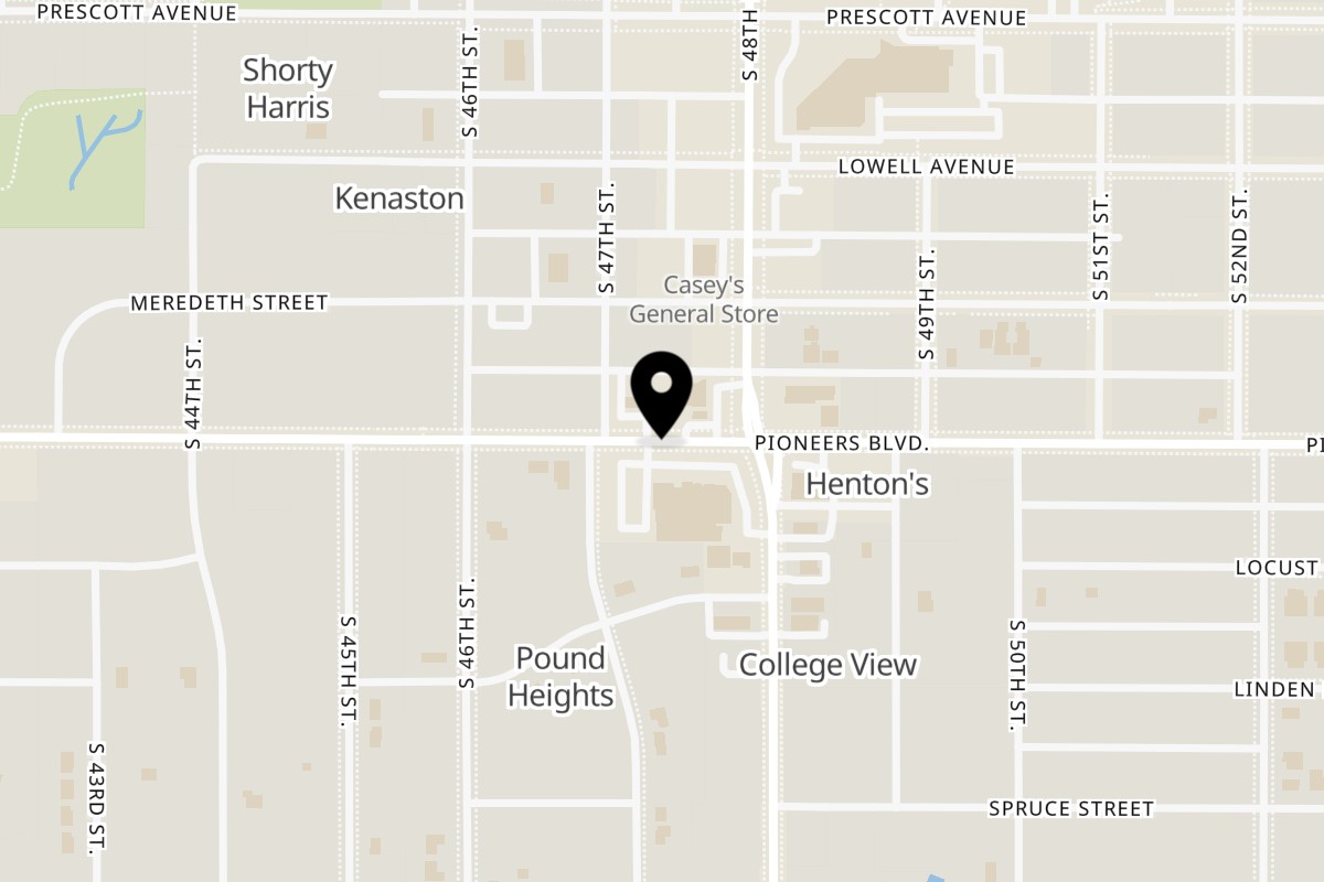 Map showing the location of Copal Mexican Cuisine on 4747 Pioneers Blvd 300 300 in Lincoln